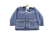 70's Roebucks Sherpa Lined Denim Trucker Jacket - Jacket - Thrifted Threads