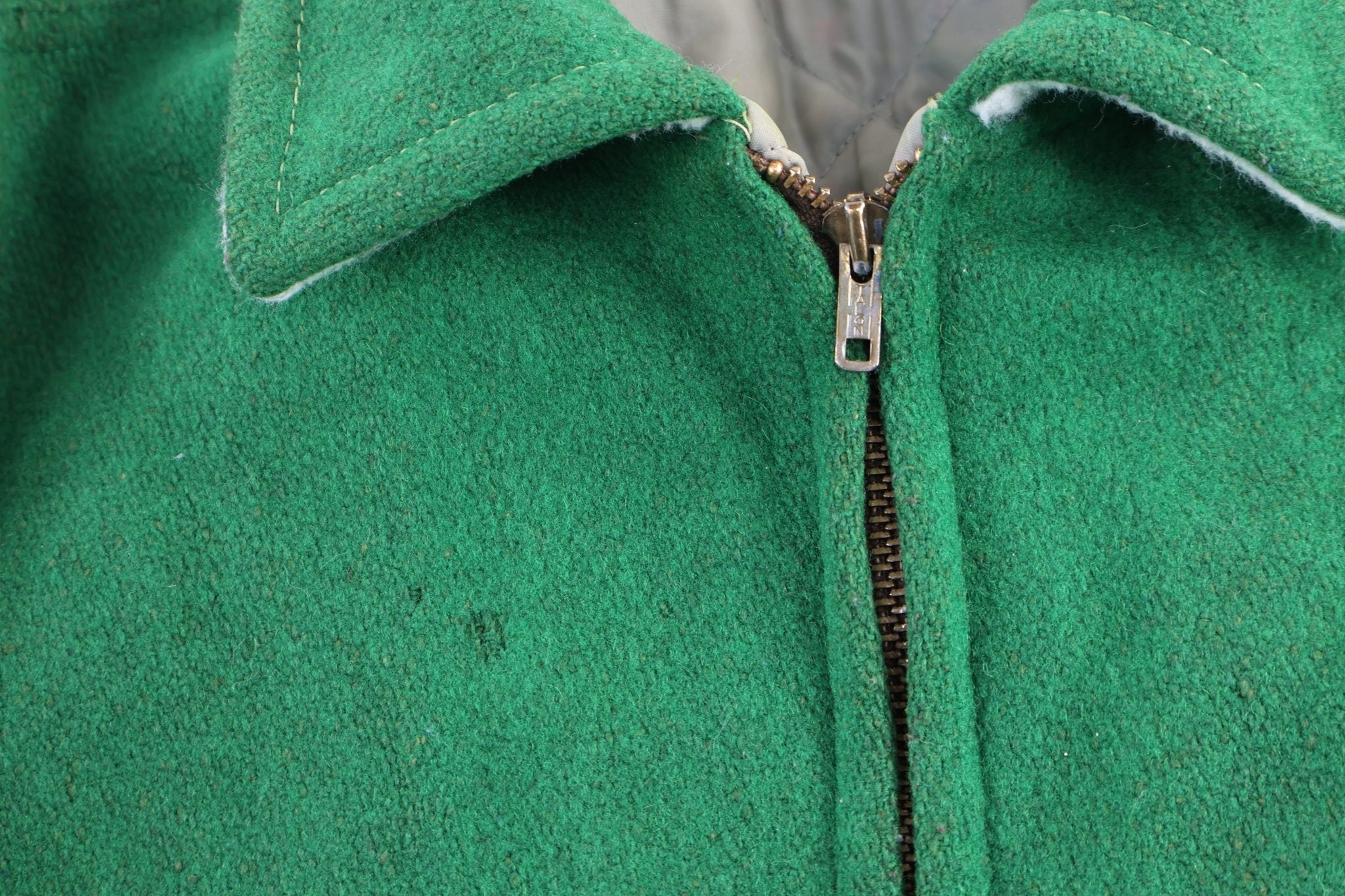 70's Univeristy of Notre Dame White & Green Full Zip Varsity Jacket - Jacket - Thrifted Threads