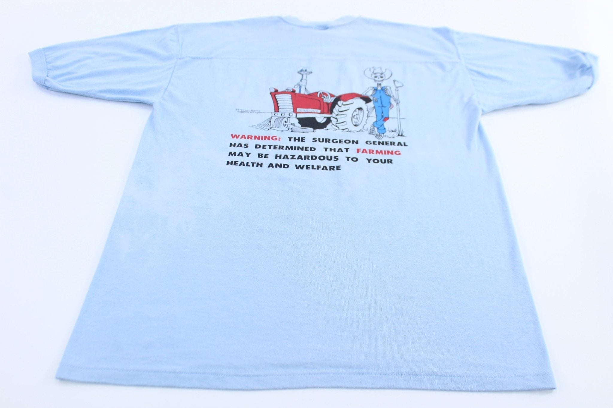 70's Warning: Farming May Be Hazardous To Your Health & Welfare T-Shirt - ThriftedThreads.com