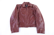 70's Wilsons Red Full Zip Leather Jacket - Jacket - Thrifted Threads