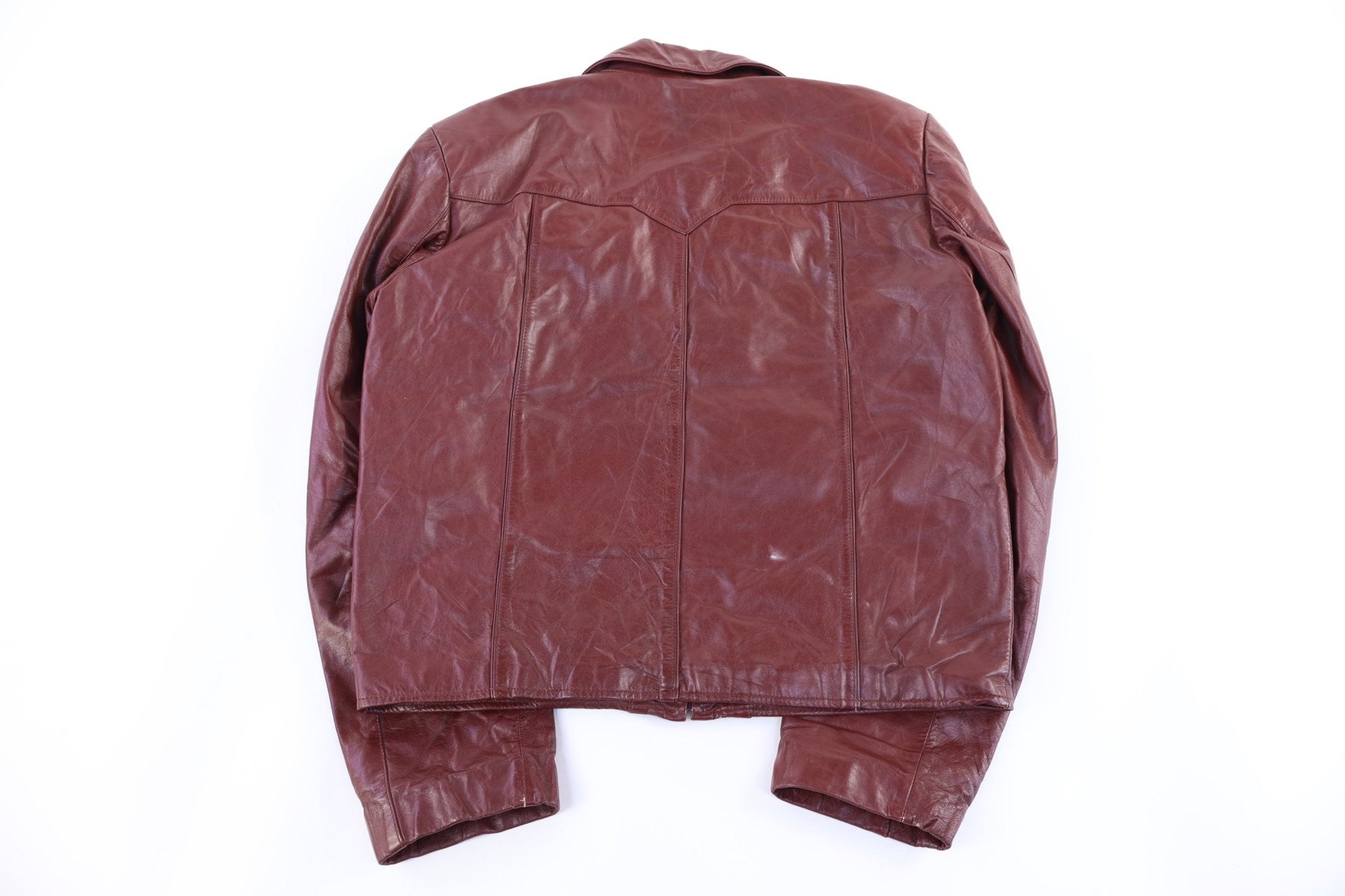 70's Wilsons Red Full Zip Leather Jacket - Jacket - Thrifted Threads