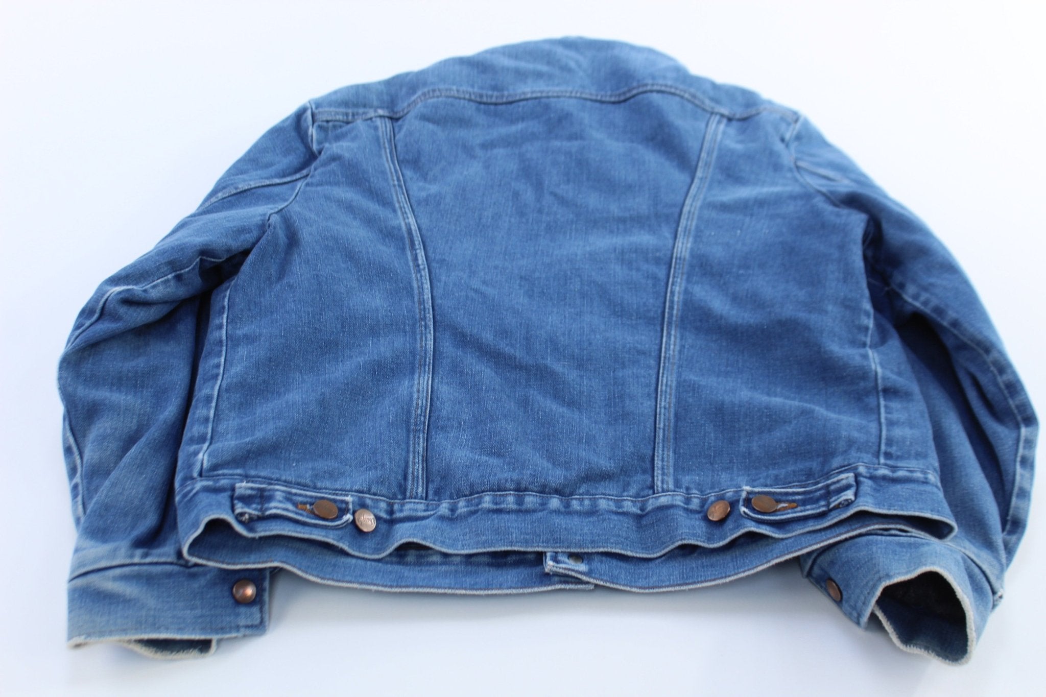 70’s Wrangler No Fault Denim Blanket Lined Trucker Jacket - ThriftedThreads.com