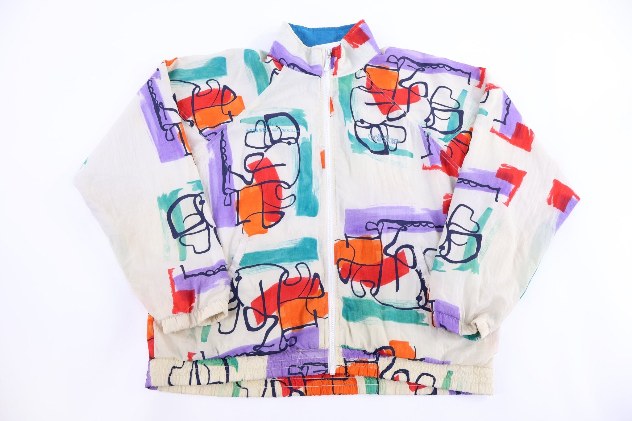 80's Adidas Abstract Graphic Full Zip Jacket - Jacket - Thrifted Threads