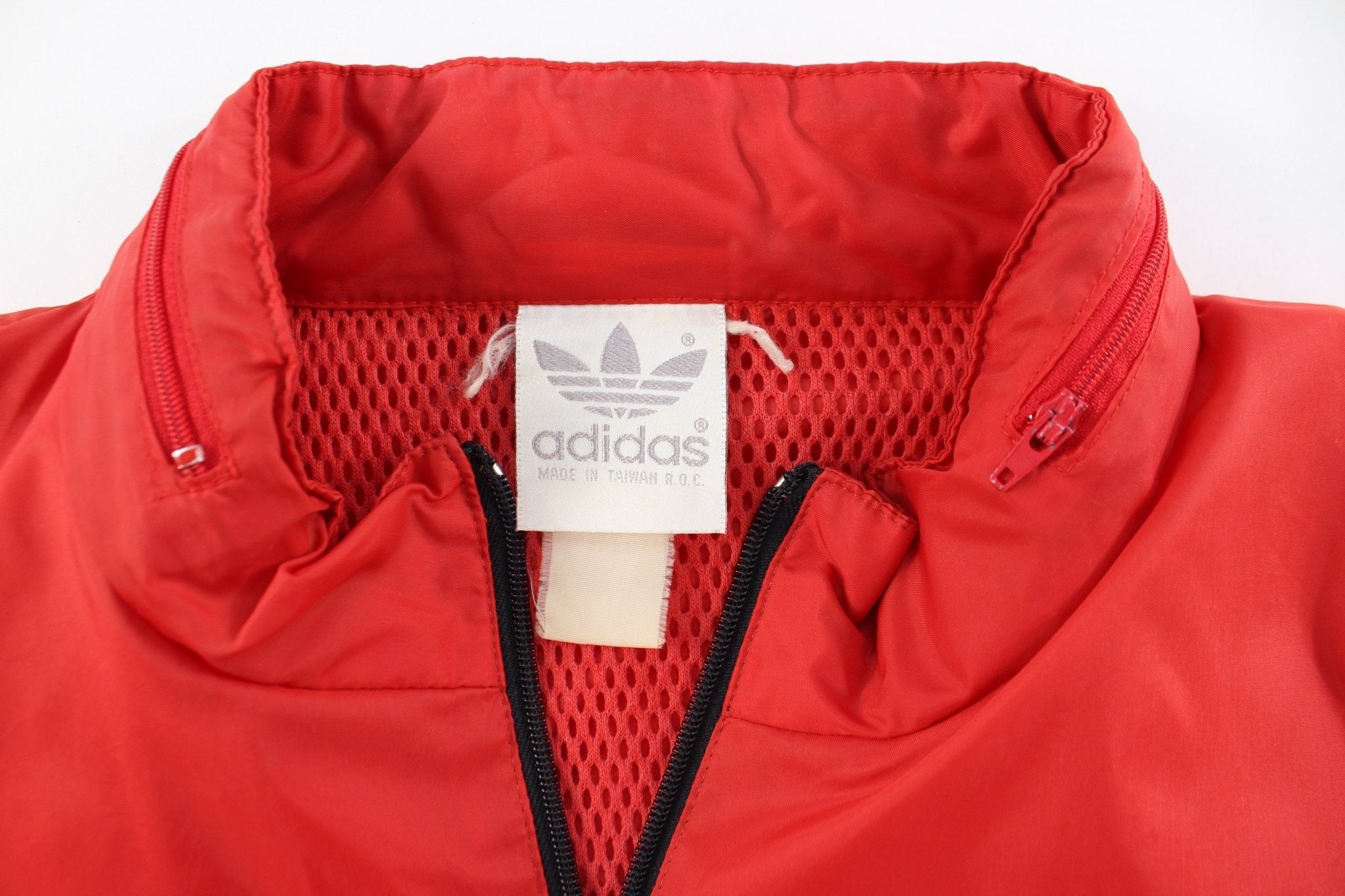 80's Adidas Black, Red, & White Zip Up Jacket - Jackets - Thrifted Threads