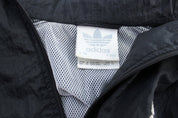 80's Adidas Embroidered Logo Black Windbreaker Jackett - ThriftedThreads.com