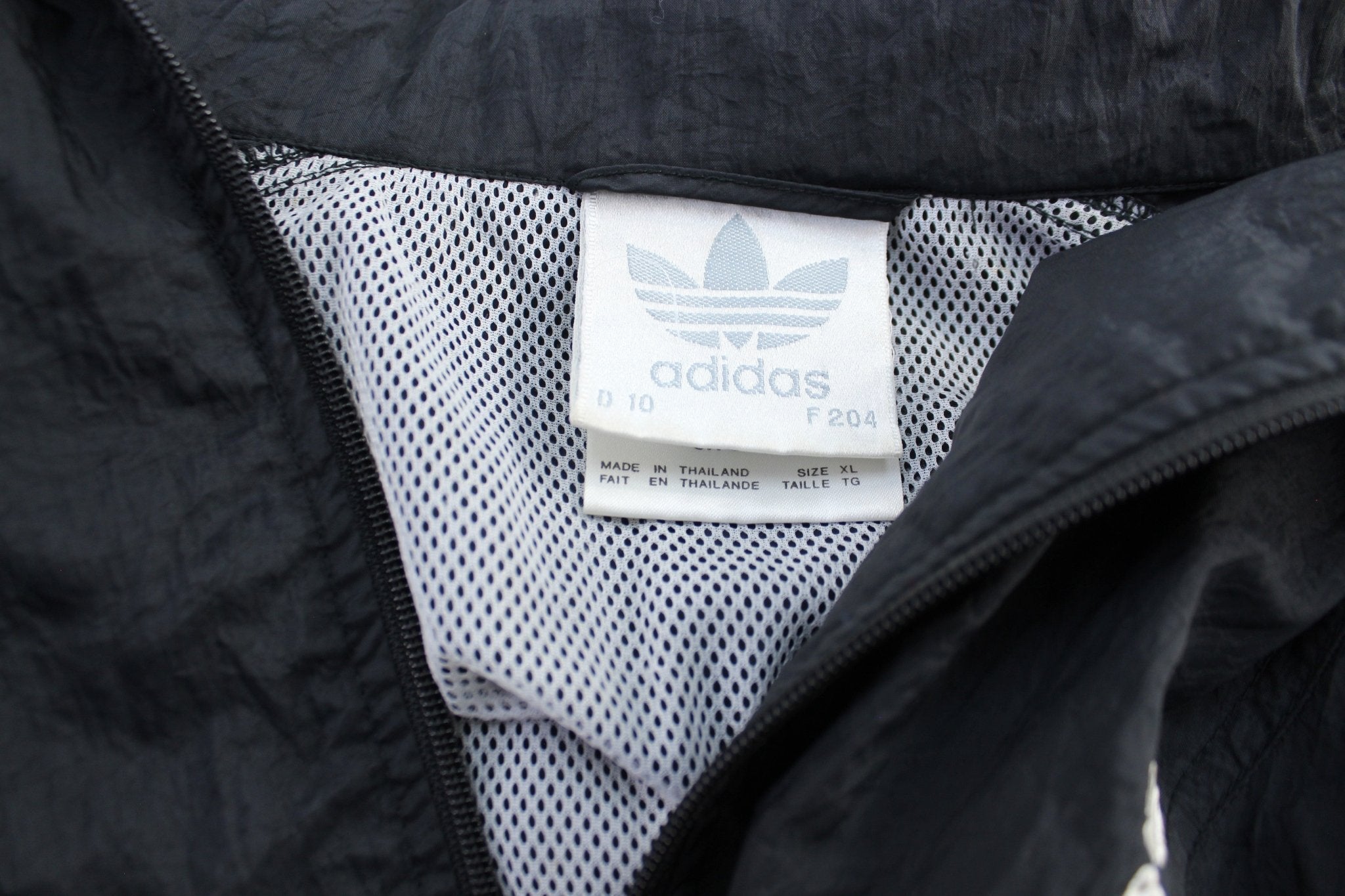 80's Adidas Embroidered Logo Black Windbreaker Jackett - Jacket - Thrifted Threads
