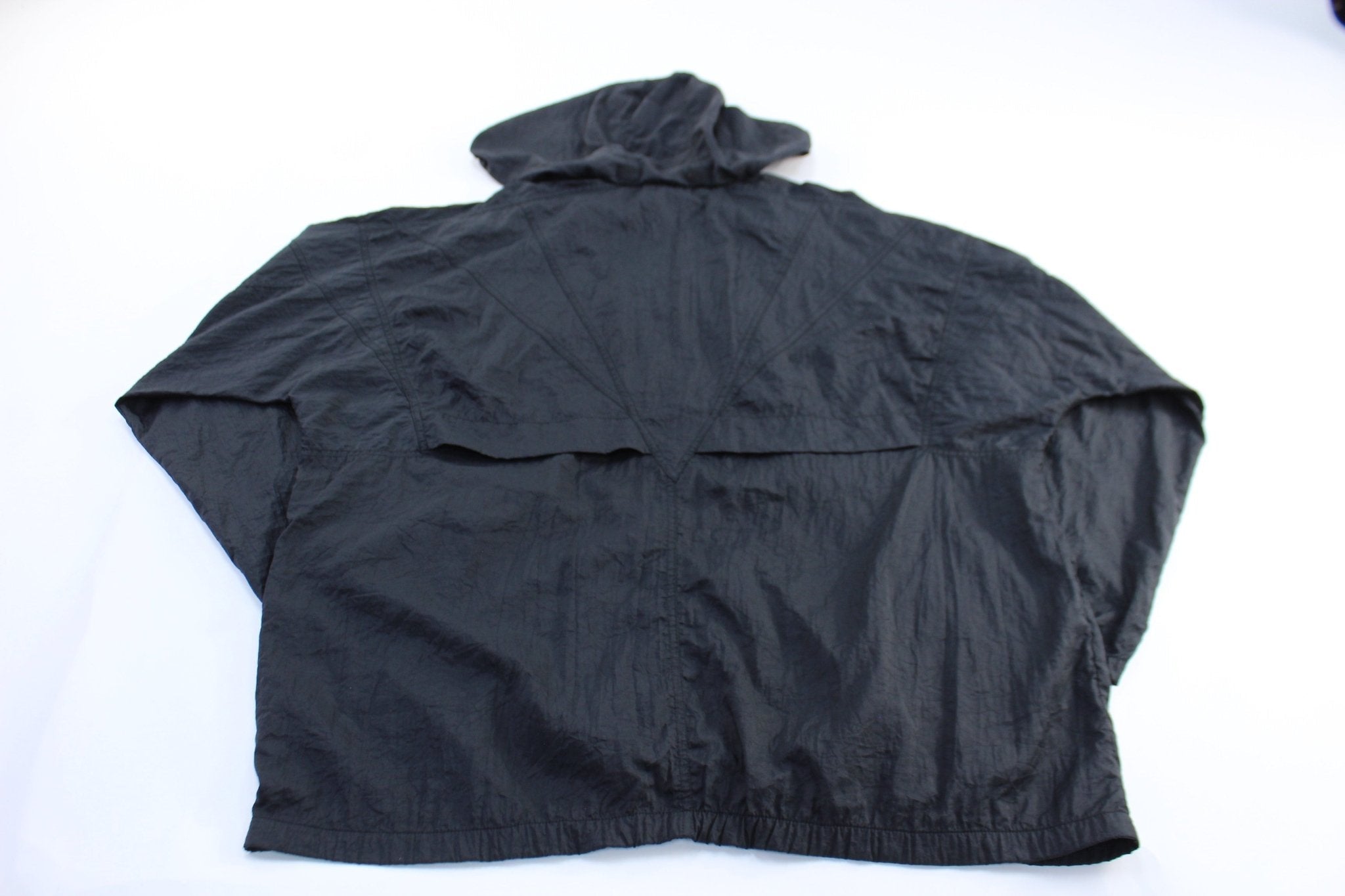 80's Adidas Embroidered Logo Black Windbreaker Jackett - Jacket - Thrifted Threads