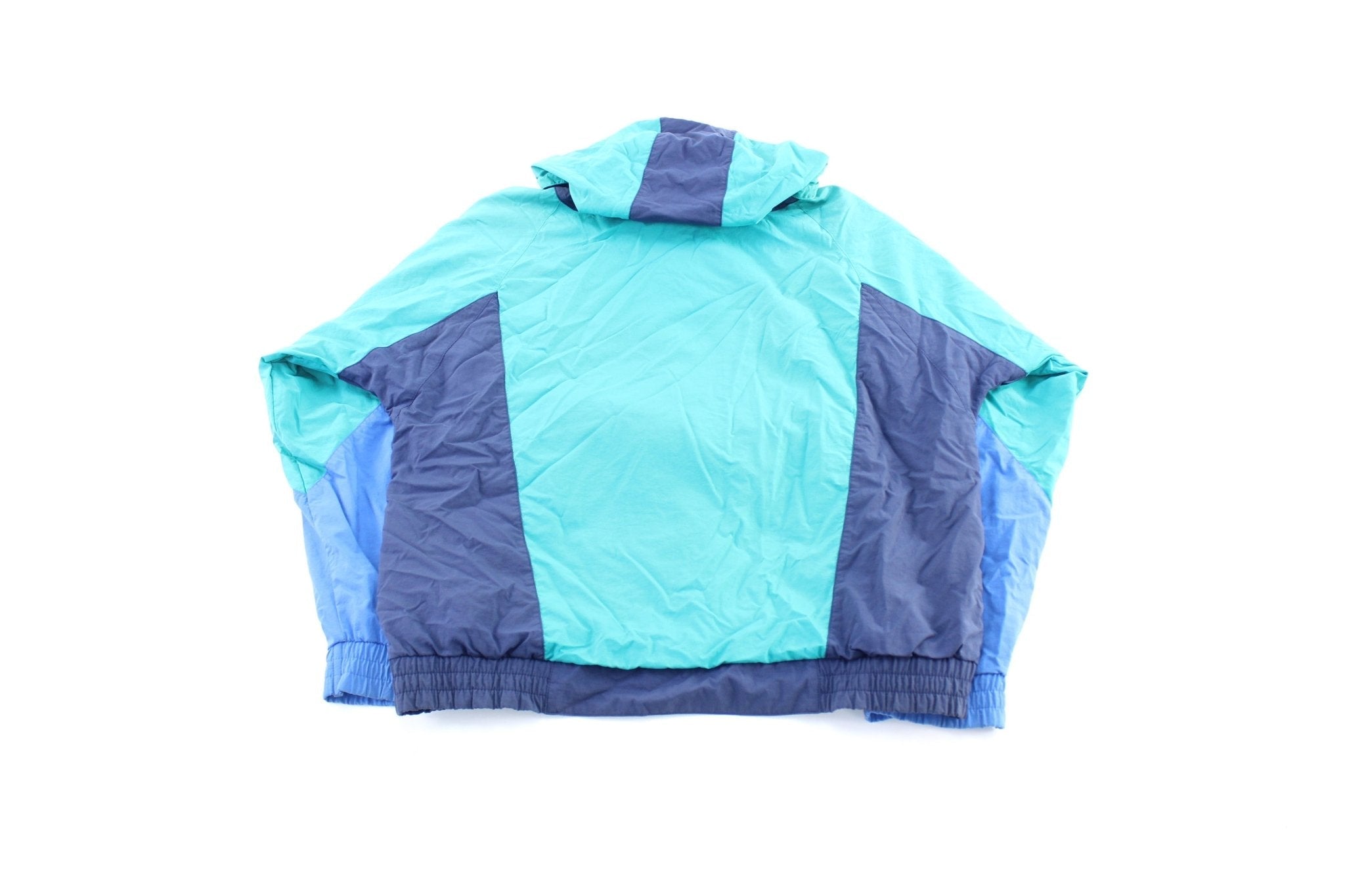 80's Adidas Embroidered Logo Blue, Navy Blue, & Turquoise Pullover Jacket - Jacket - Thrifted Threads