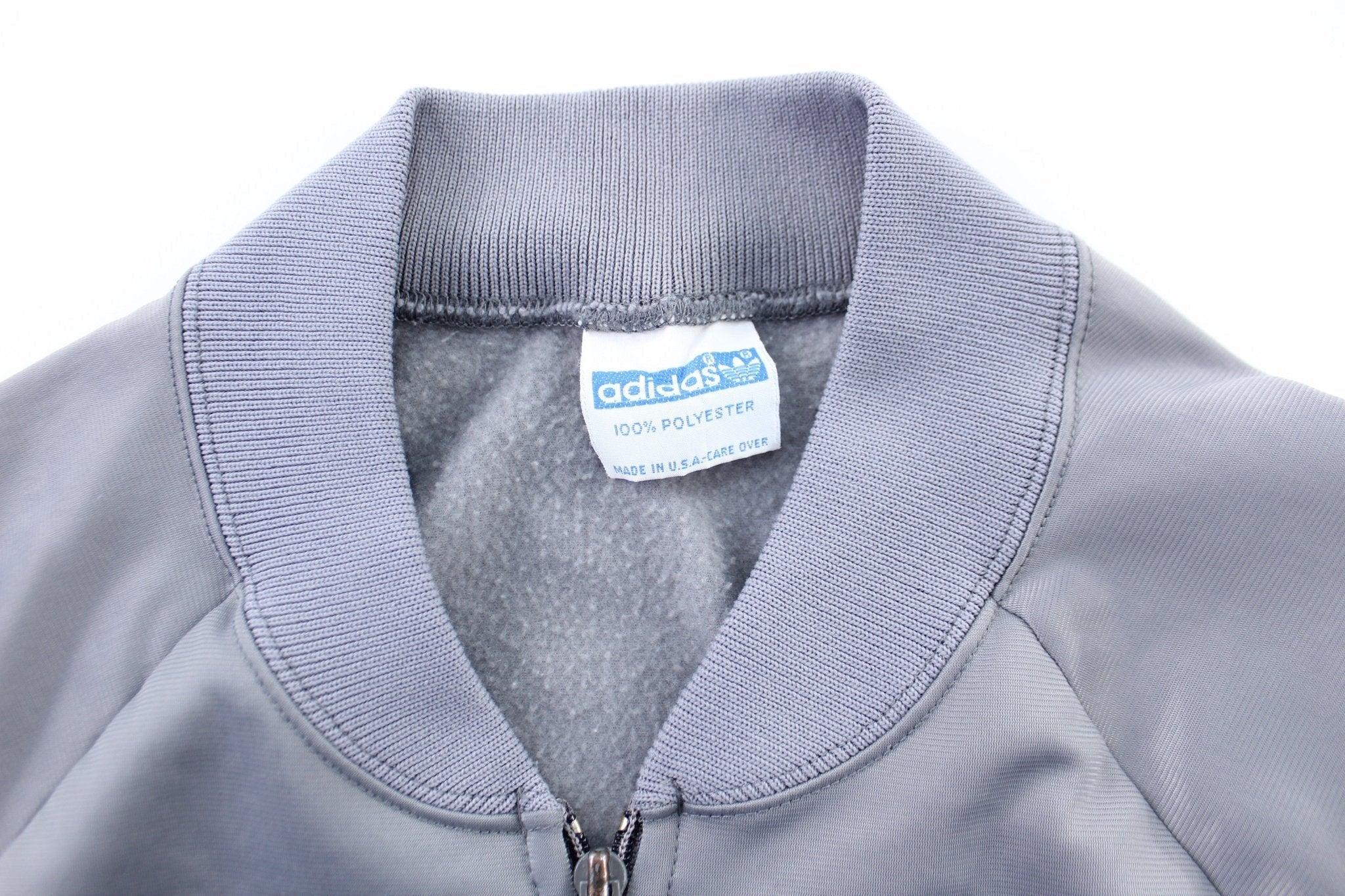 80's Adidas Embroidered Logo Grey & Blue Zip Up Jacket - Jackets - Thrifted Threads