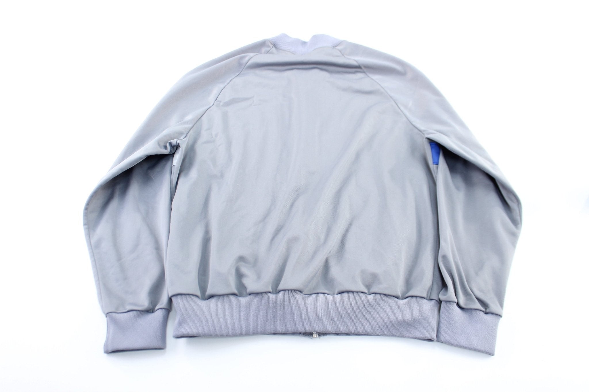 80's Adidas Embroidered Logo Grey & Blue Zip Up Jacket - Jackets - Thrifted Threads