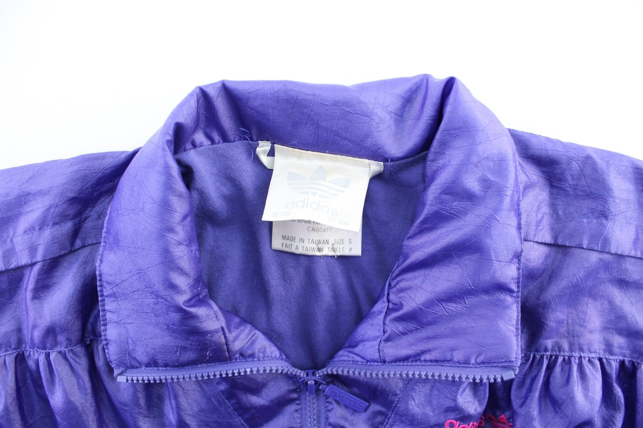80's Adidas Embroidered Logo Purple Zip Up Jacket - Jacket - Thrifted Threads