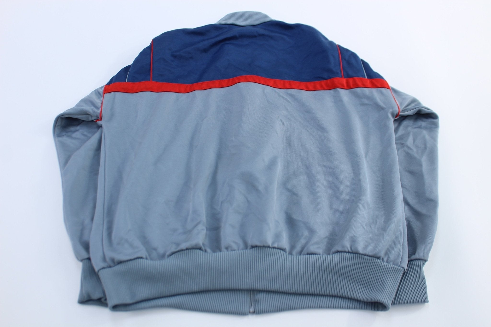 80's Adidas Embroidered Logo Red, Blue, & Grey Track Jacket - Jackets - Thrifted Threads