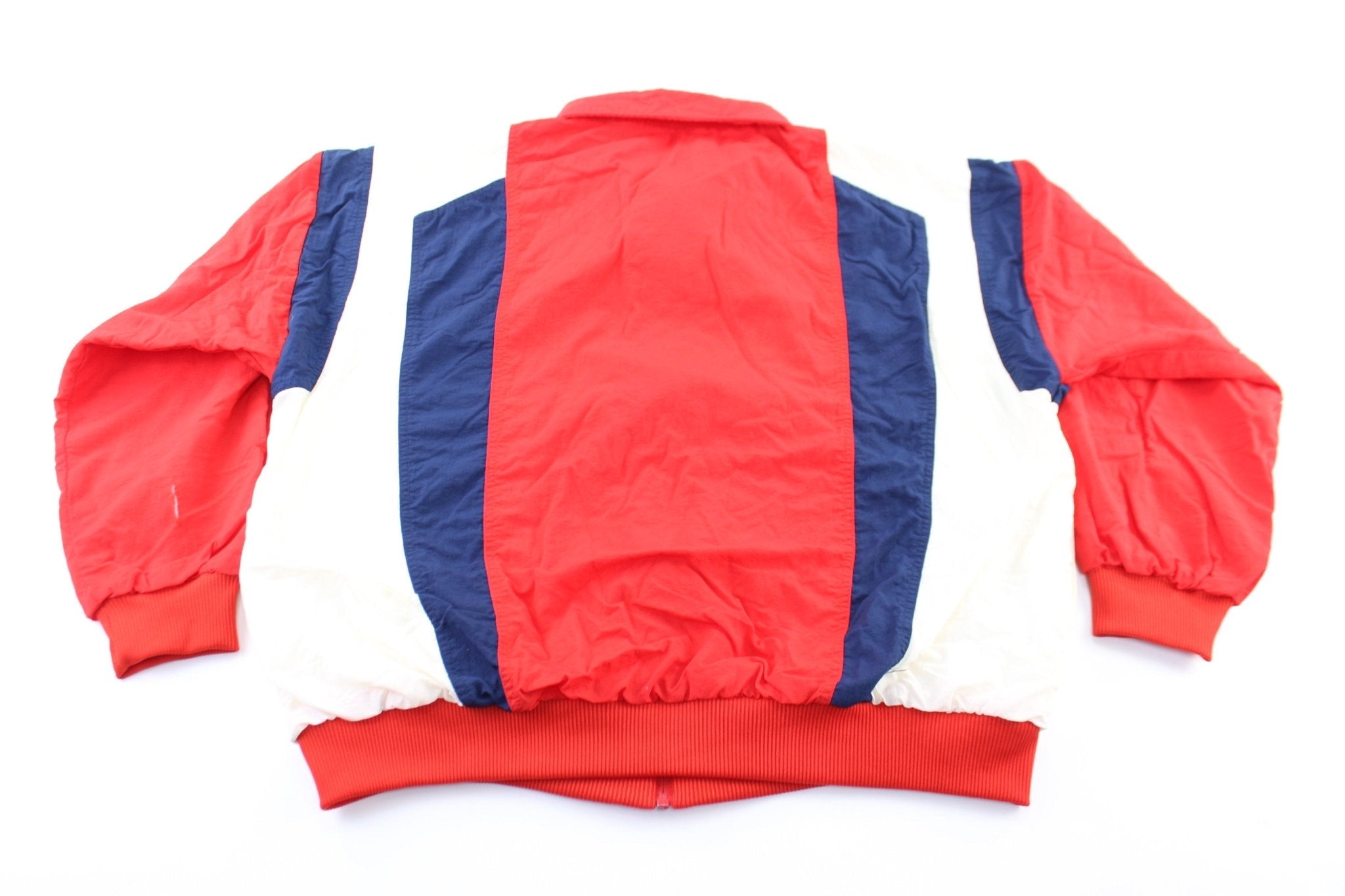 80's Adidas Embroidered Logo Red, Blue, & White Zip Up Jacket - Jacket - Thrifted Threads