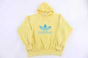 80's Adidas Graphic Logo Yellow Pullover Hoodie - Sweatshirt - Thrifted Threads