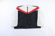 80's Adidas Logo Red, Black, & White Striped Zip Up Jacket - ThriftedThreads.com