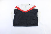 80's Adidas Logo Red, Black, & White Striped Zip Up Jacket - ThriftedThreads.com