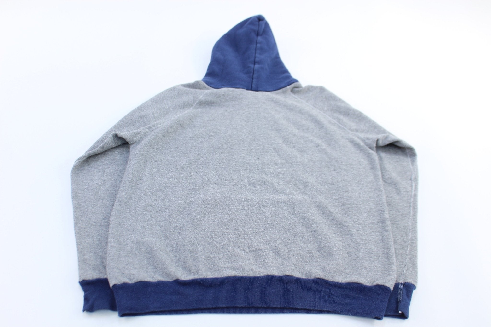 80's Adidas Trefoil Logo Blue & Grey Pullover Hoodie - ThriftedThreads.com