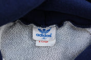 80's Adidas Trefoil Logo Blue & Grey Pullover Hoodie - ThriftedThreads.com