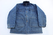 80's Big Mac Dark Wash Blanket Lined Chore Jacket - ThriftedThreads.com