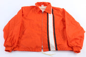 80's Black, White & Orange Striped Racing Jacket - ThriftedThreads.com