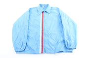 80's Blue, Red, & White Striped Racing Zip Up Jacket - ThriftedThreads.com