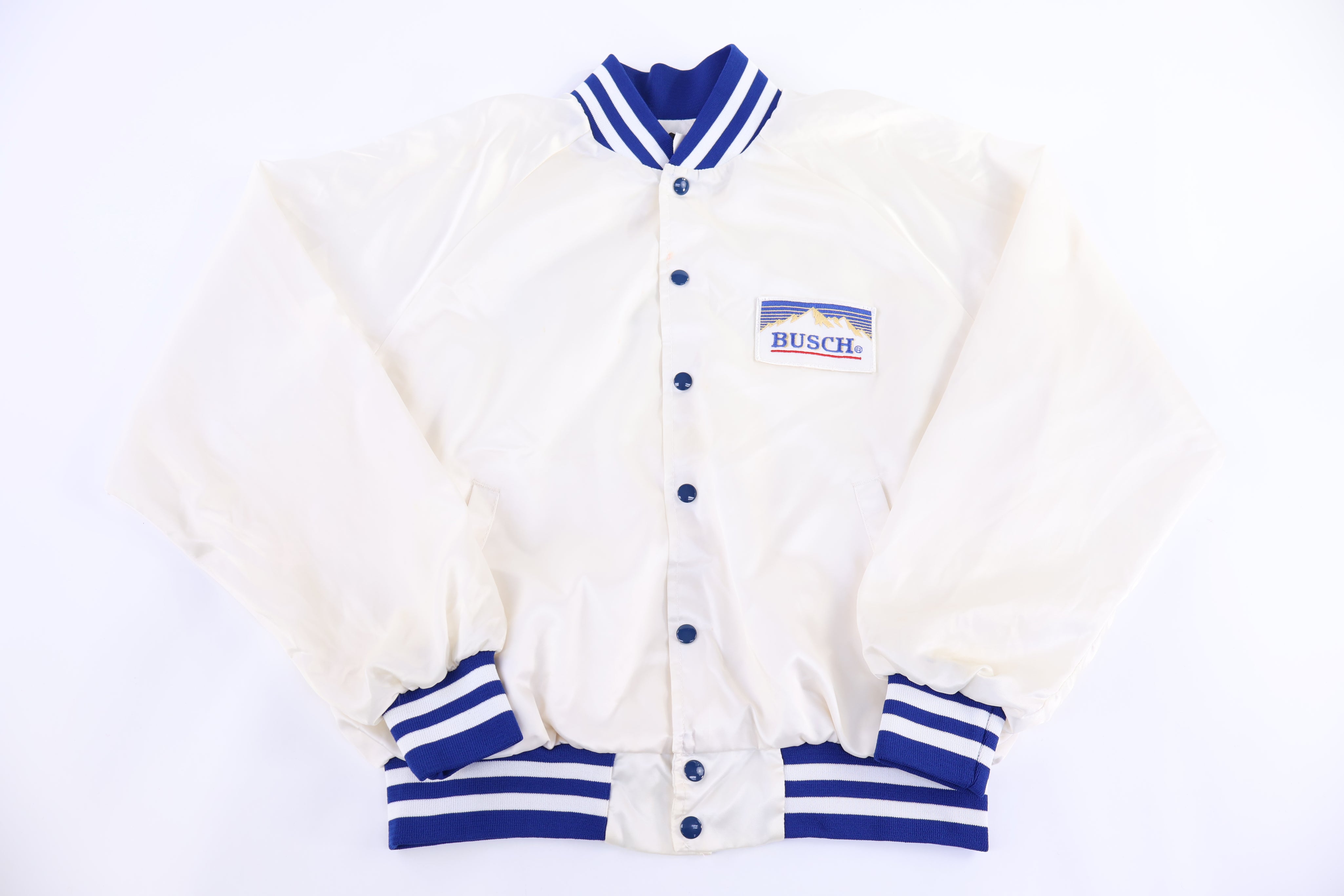 80's Busch Beers Satin Bomber Jacket - Jacket - Thrifted Threads
