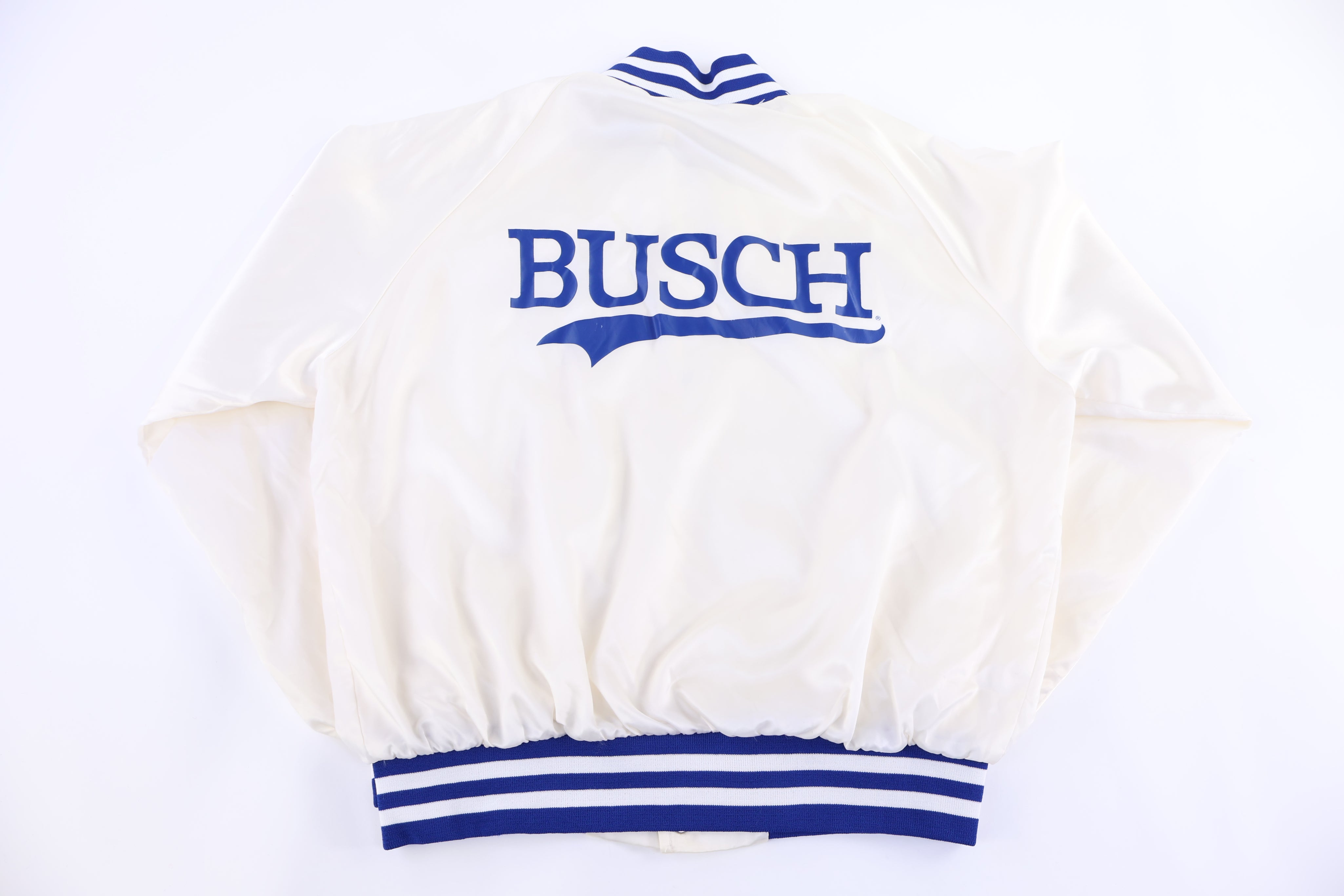 80's Busch Beers Satin Bomber Jacket - Jacket - Thrifted Threads