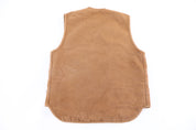 80's Carhartt Logo Patch Tan Full Zip Vest - Vest - Thrifted Threads