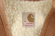 80's Carhartt Logo Patch Tan Full Zip Vest - Vest - Thrifted Threads