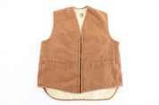 80's Carhartt Logo Patch Tan Full Zip Vest - Vest - Thrifted Threads