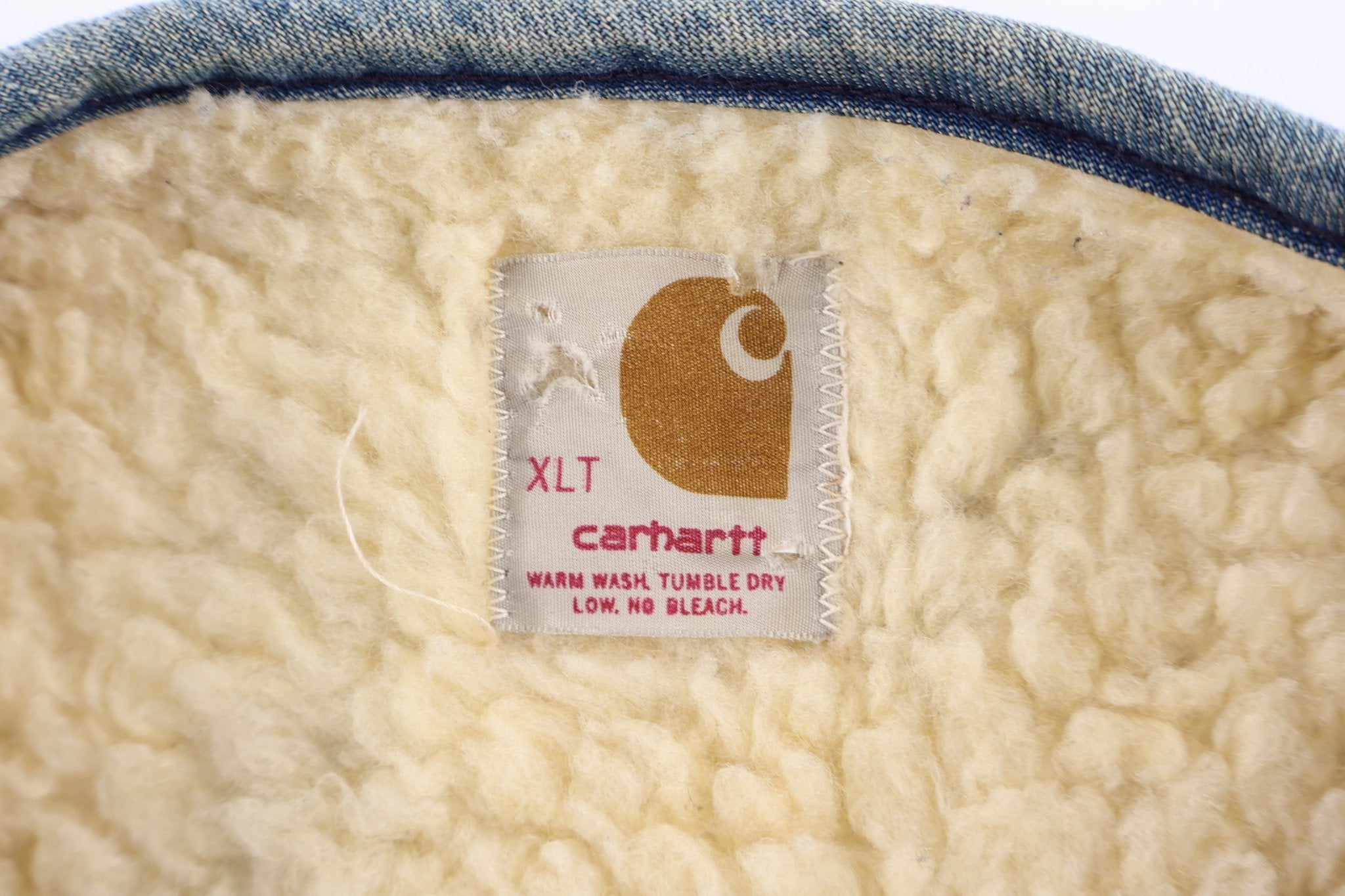 80's Carhartt Sherpa Lined Dark Wash Denim Vest - Vest - Thrifted Threads