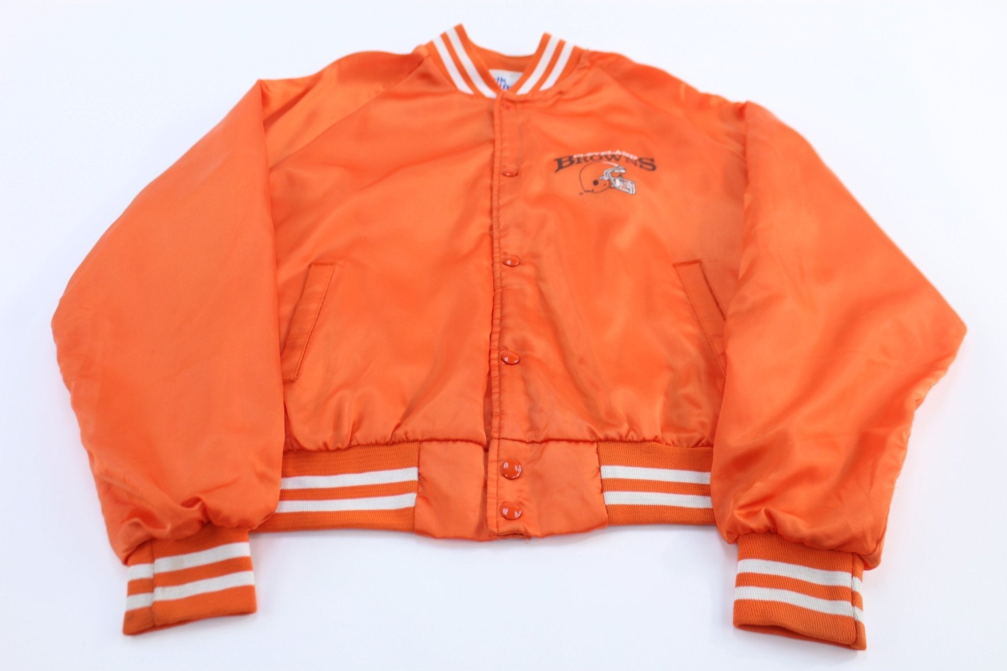 80's Chalk Line Cleveland Browns Satin Bomber Jacket - Jacket - Thrifted Threads
