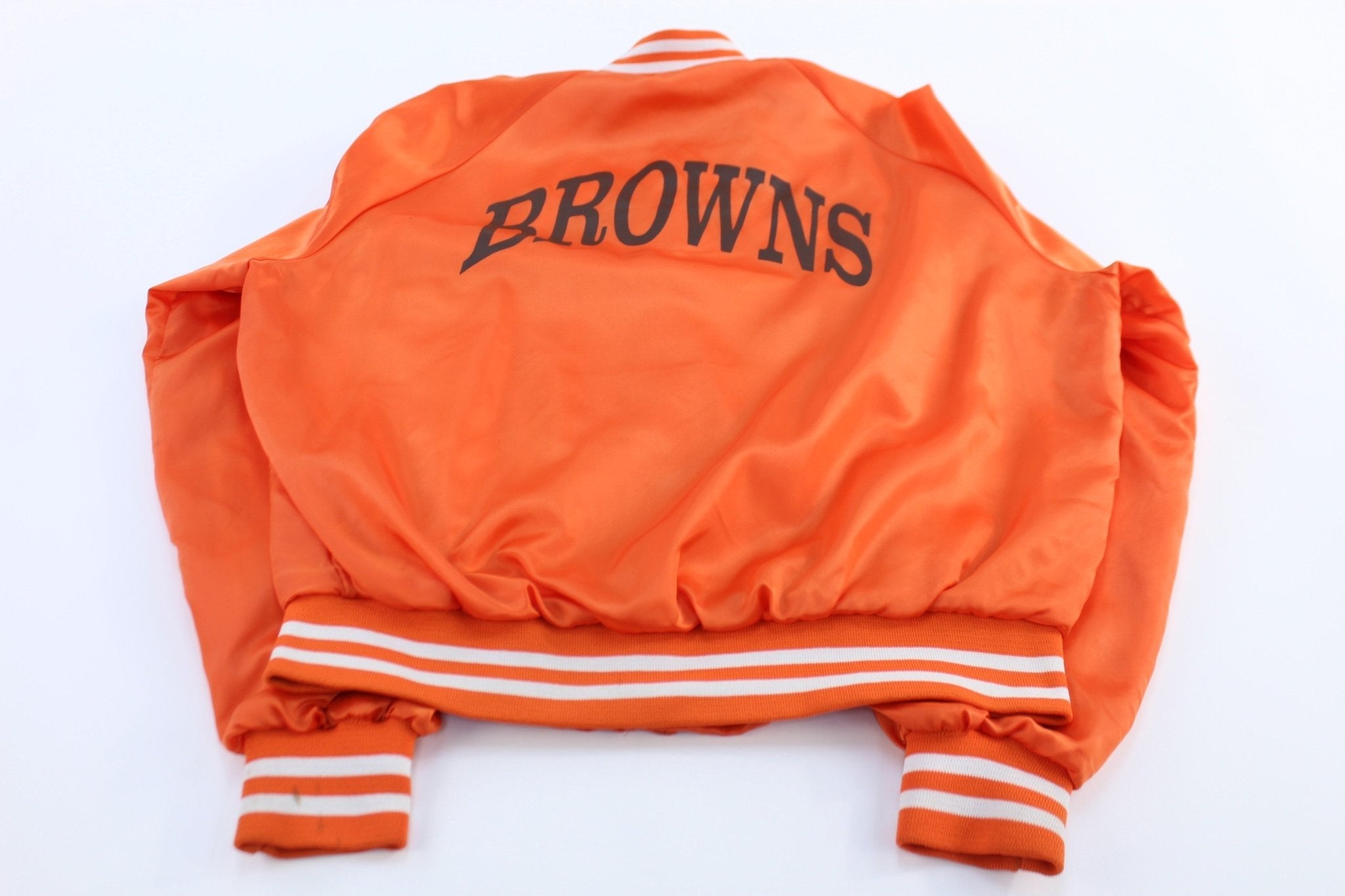 80's Chalk Line Cleveland Browns Satin Bomber Jacket - Jacket - Thrifted Threads