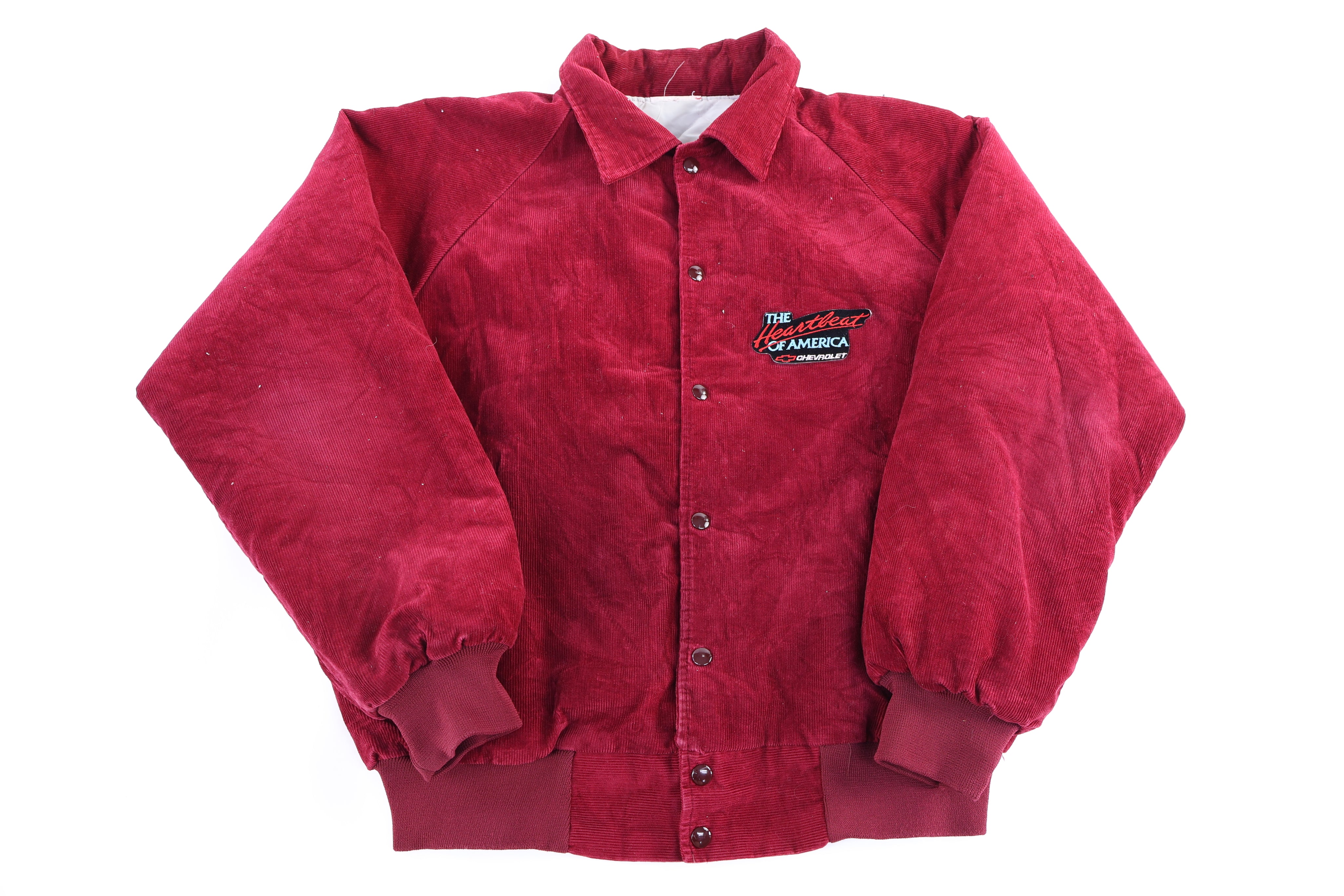 80's Chevrolet The Heartbeat of America Corduroy Bomber Jacket - Jacket - Thrifted Threads