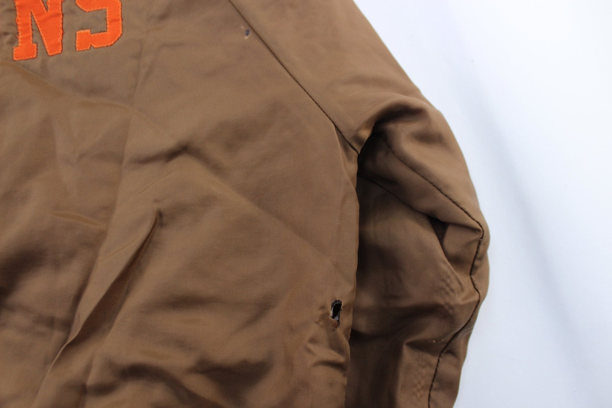 80's Cleveland Browns Embroidered Bomber Jacket - ThriftedThreads.com