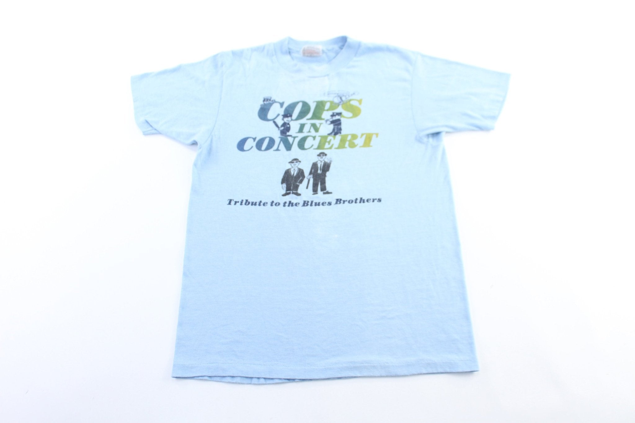 80's Cops in Concert Tribute To The Bleus Brother Graphic T - Shirt - ThriftedThreads.com