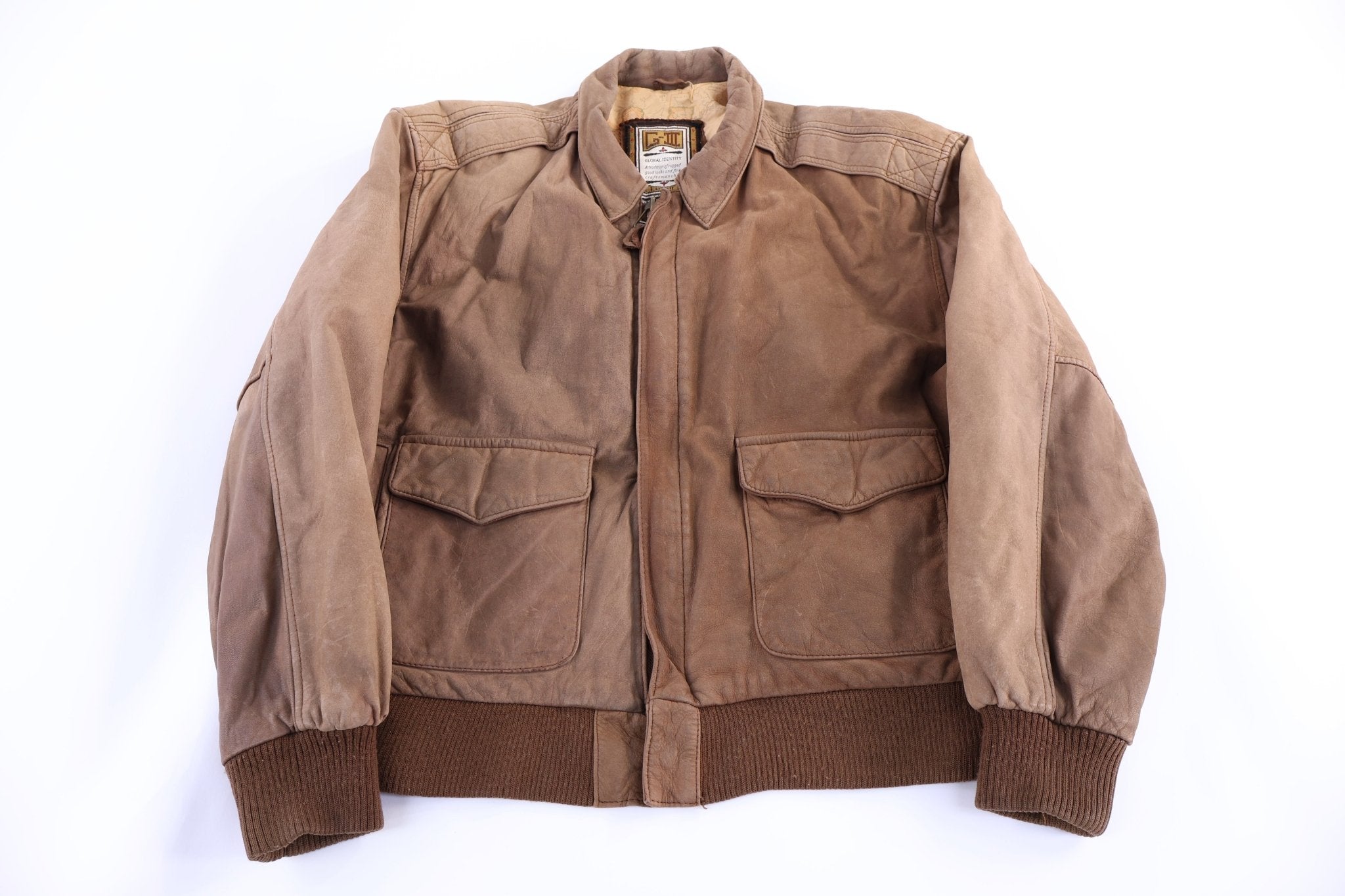 80's G-III Brown Leather Bomber Jacket - Jacket - Thrifted Threads
