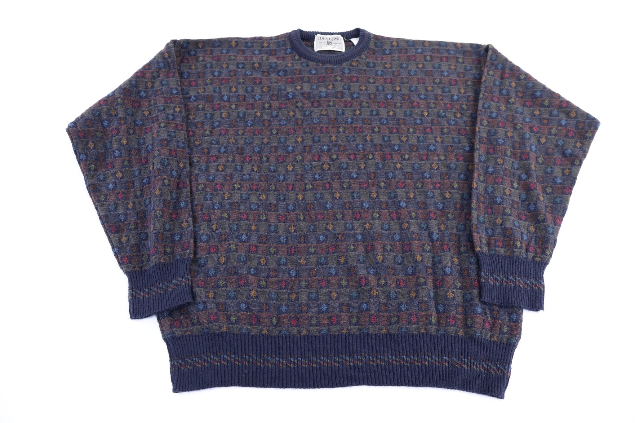 80's Idea Uomo Multipattern Knit Sweater - Sweater - Thrifted Threads
