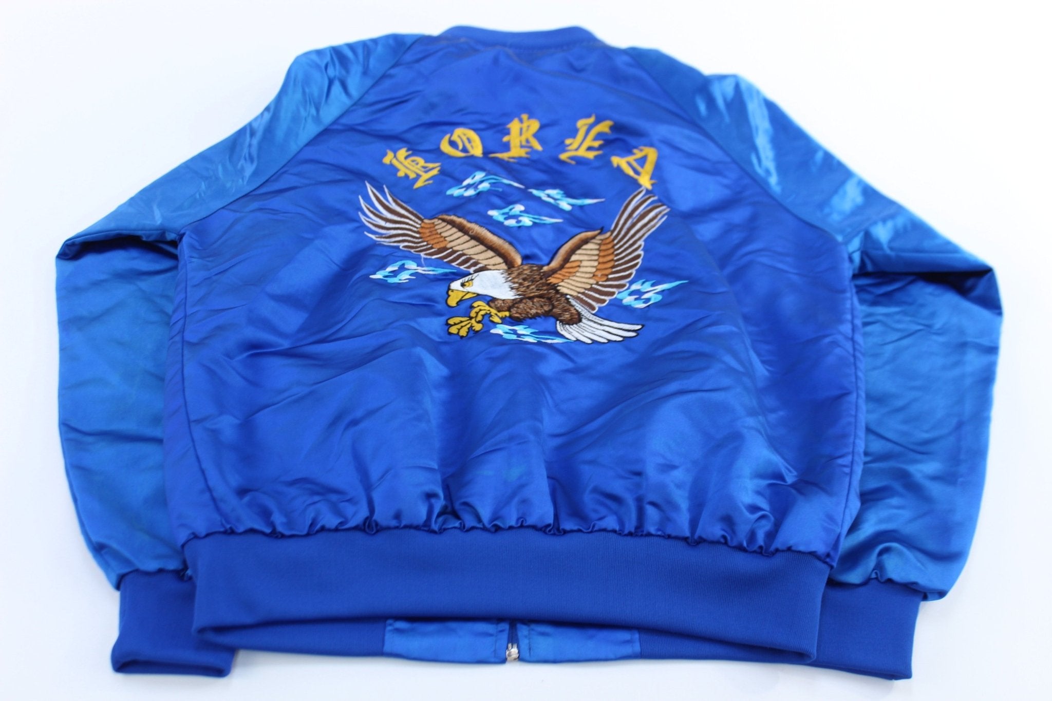 80's Korea Souvenir Embroidered Eagle Bomber Jacket - ThriftedThreads.com