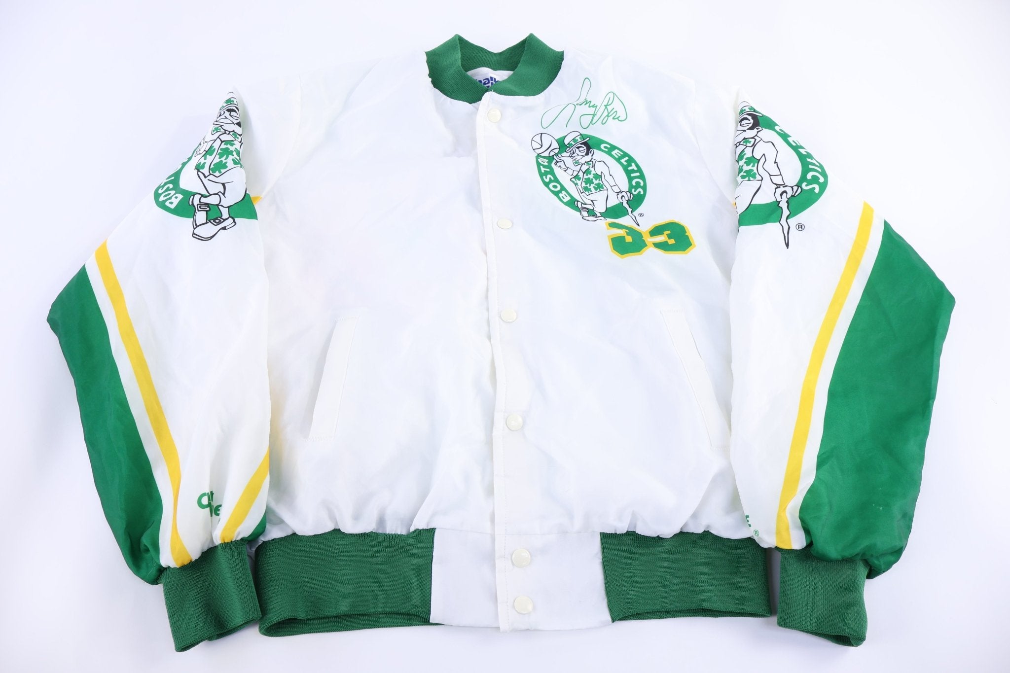 80's Larry Bird Boston Celtics Basketball Bomber Jacket - Jacket - Thrifted Threads