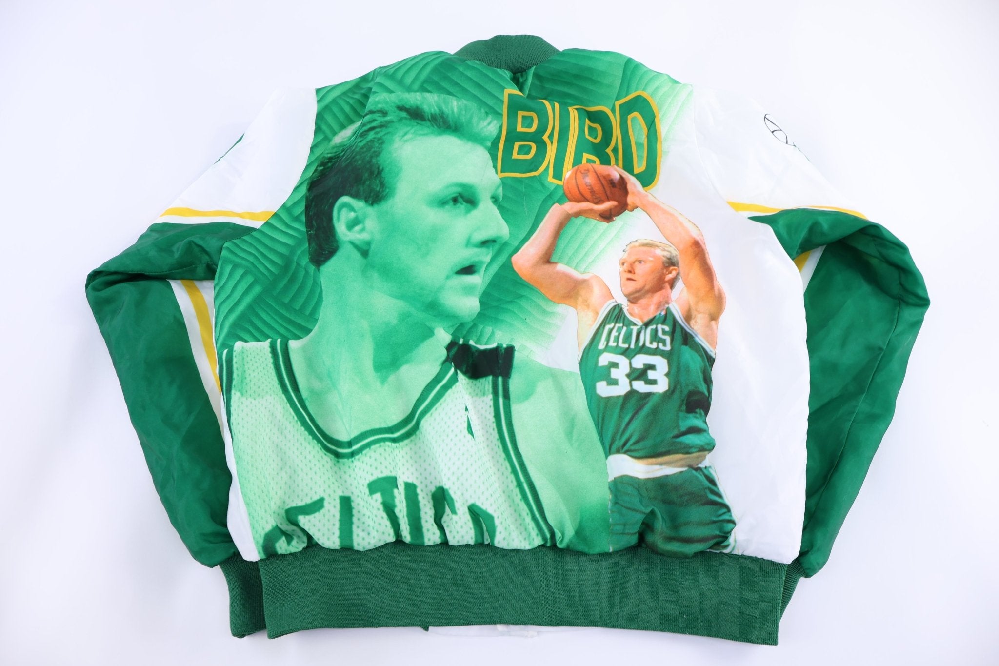 80's Larry Bird Boston Celtics Basketball Bomber Jacket - Jacket - Thrifted Threads