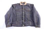 80's Lee Storm Rider Blanket Lined Black Denim Jacket - Jacket - Thrifted Threads