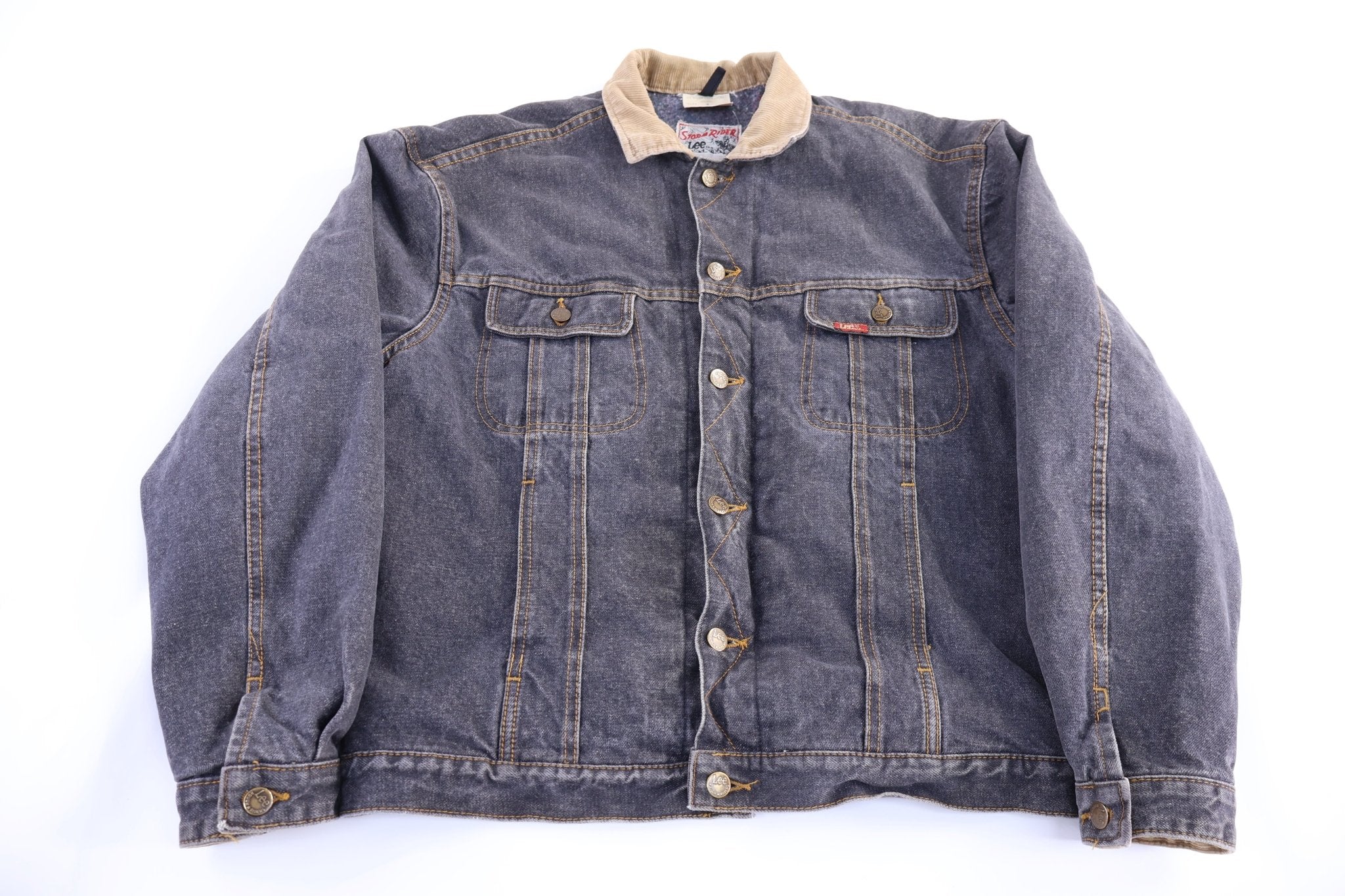 80's Lee Storm Rider Blanket Lined Black Denim Jacket - Jacket - Thrifted Threads