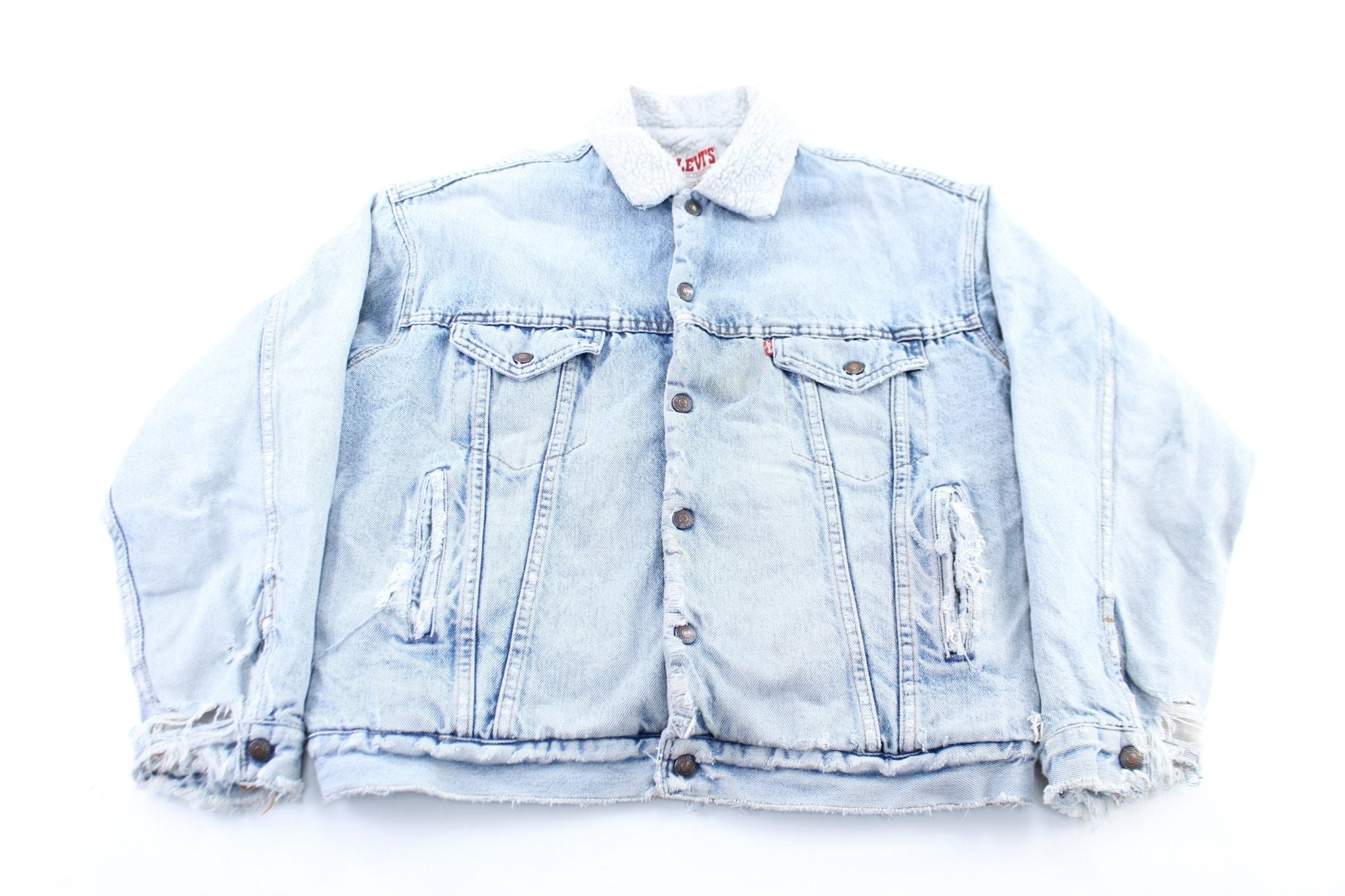 80's Levi's Denim Sherpa Lined Trucker Jacket - ThriftedThreads.com