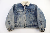 80's Levi's Medium Wash Sherpa Lined Jacket - Jacket - Thrifted Threads
