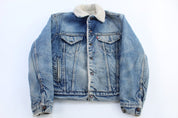 80's Levi's Medium Wash Sherpa Lined Trucker Jacket - Jacket - Thrifted Threads
