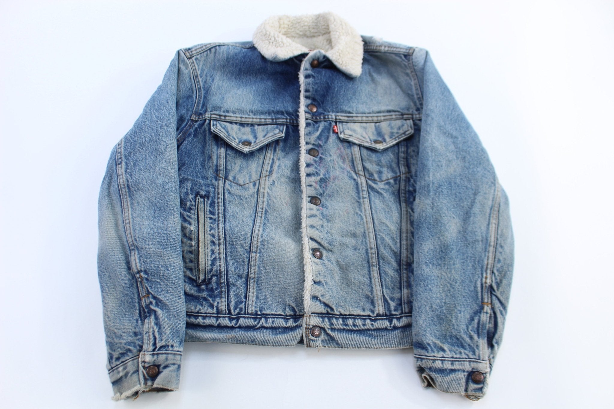 80's Levi's Medium Wash Sherpa Lined Trucker Jacket - Jacket - Thrifted Threads