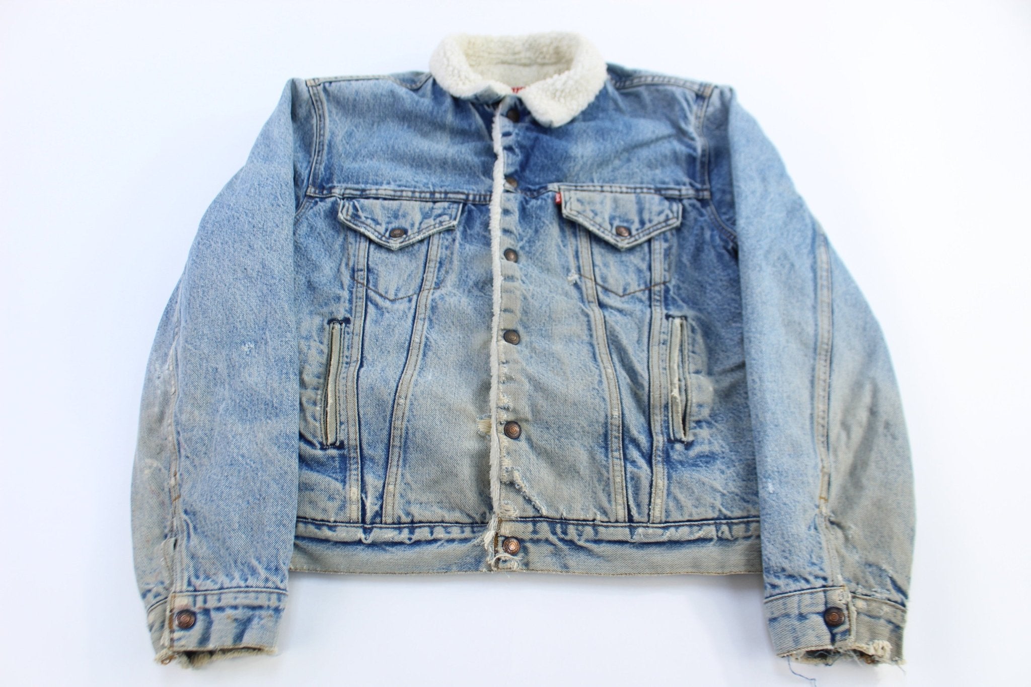 80's Levi's Medium Wash Sherpa Lined Trucker Jacket - Jacket - Thrifted Threads