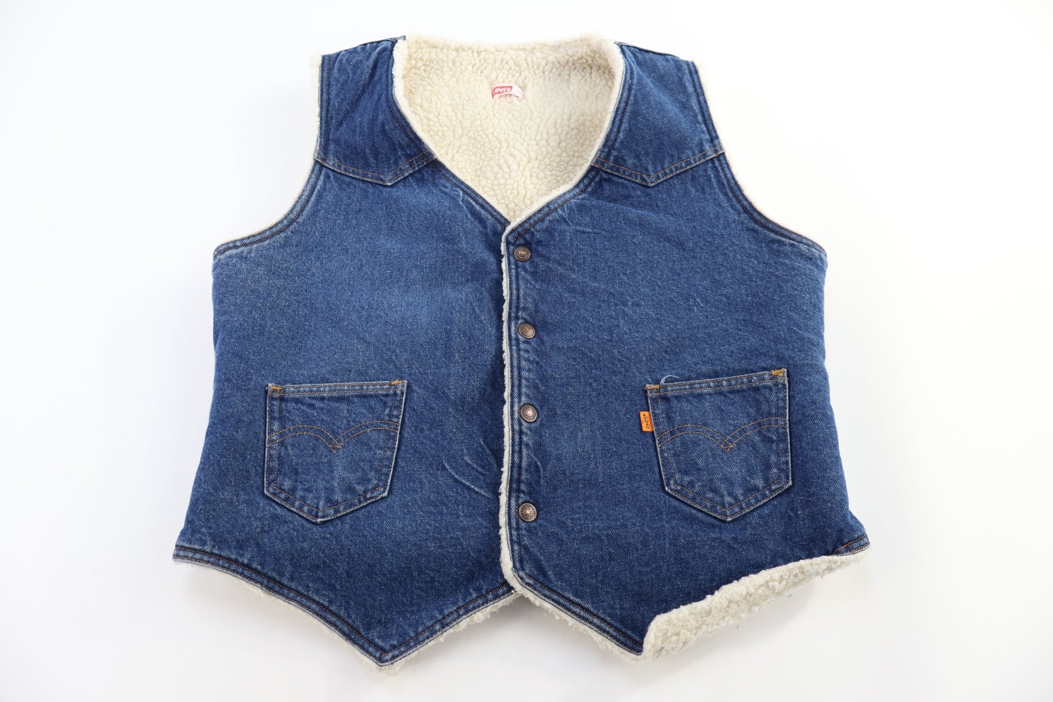 80's Levi's Orange Tab Sherpa Lined Vest - Vest - Thrifted Threads