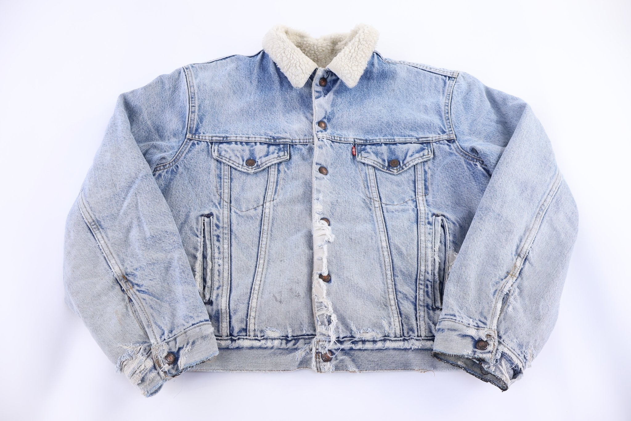80's Levi's Sherpa Lined Light Wash Denim Jacket - Jacket - Thrifted Threads